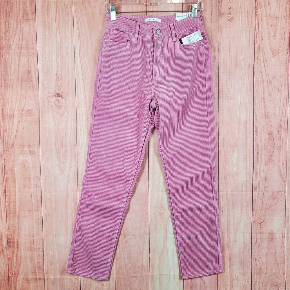 Pac Sun Corduroy Straight Leg Mom Jeans Womens Size 25 Pink NEW NWT